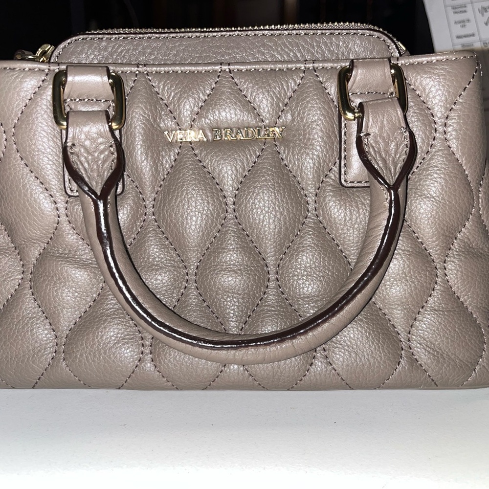 Vera Bradley Gray and Tan Quilted Crossbody Bag